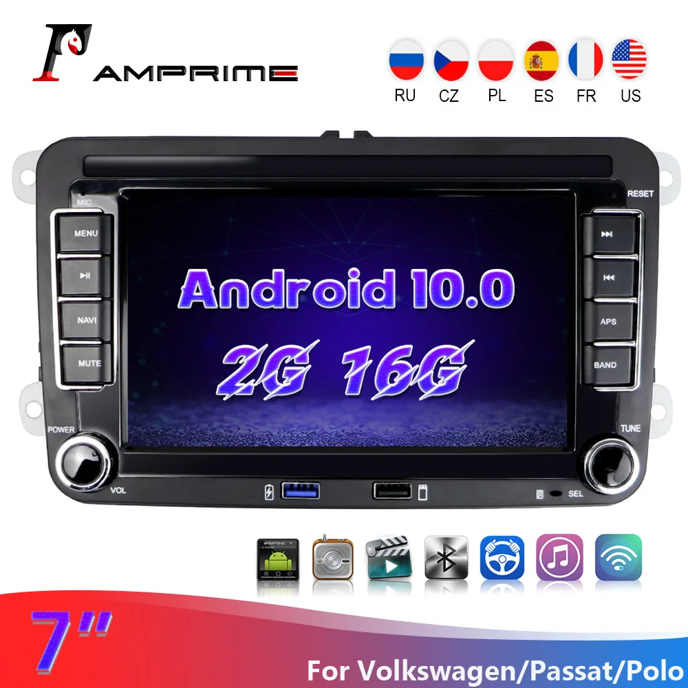 Автомобильный мультимедийный видеопроигрыватель AMPrime Android 10 0 2Din 7 "аудио для