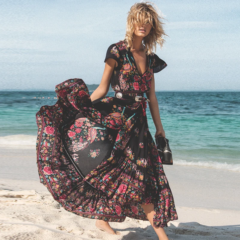 Boho Holiday Women Vintage Flower Sundress Summer Floral Printed Long Maix Beach Dress Elegant Elastic Waist Party Long Dress
Boho Holiday Women Vintage Flower Sundress Summer Floral Printed Long Maix Beach Dress Elegant Elastic Waist Party Long Dress