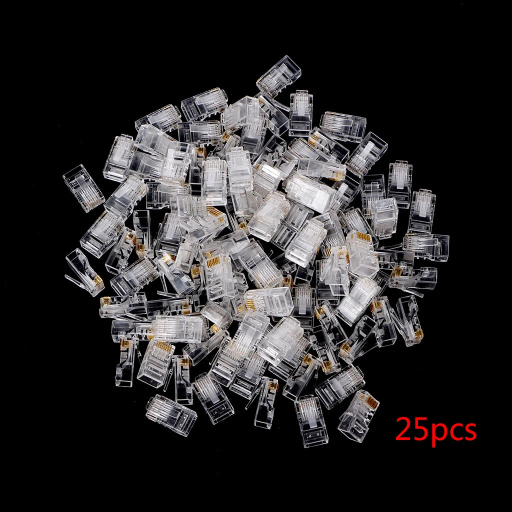 25pcs/set RJ45 RJ-45 Ethernet Cables Module Plug Network Connector for UTP Cat5 Cat5e
25pcs/set RJ45 RJ-45 Ethernet Cables Module Plug Network Connector for UTP Cat5 Cat5e