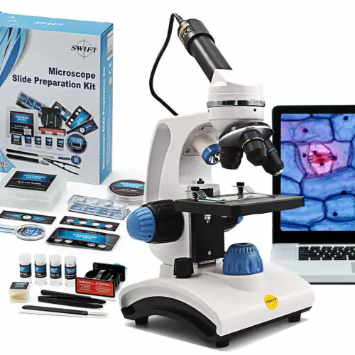 SWIFT Microscope Kits 40X-1000X Dual LED Biological for Student Kids Hobbist with HD USB Digital Camera, 66 Experiment Accessory
SWIFT Microscope Kits 40X-1000X Dual LED Biological for Student Kids Hobbist with HD USB Digital Camera, 66 Experiment Accessory