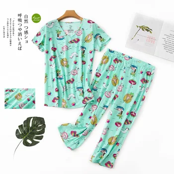 2020 Pajamas Set Casual Short Sleeve T-shirt Long Pants Summer Pyjama Big Size Mom 2020 Fashion Home Sleepwear
2020 Pajamas Set Casual Short Sleeve T-shirt Long Pants Summer Pyjama Big Size Mom 2020 Fashion Home Sleepwear