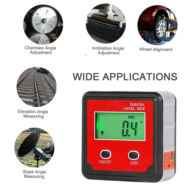 LCD Digital Level Angle Finder Gauge Protractor Inclinometer Magnetic Base Backlight Two-Button Operation Measurements Leveling
LCD Digital Level Angle Finder Gauge Protractor Inclinometer Magnetic Base Backlight Two-Button Operation Measurements Leveling