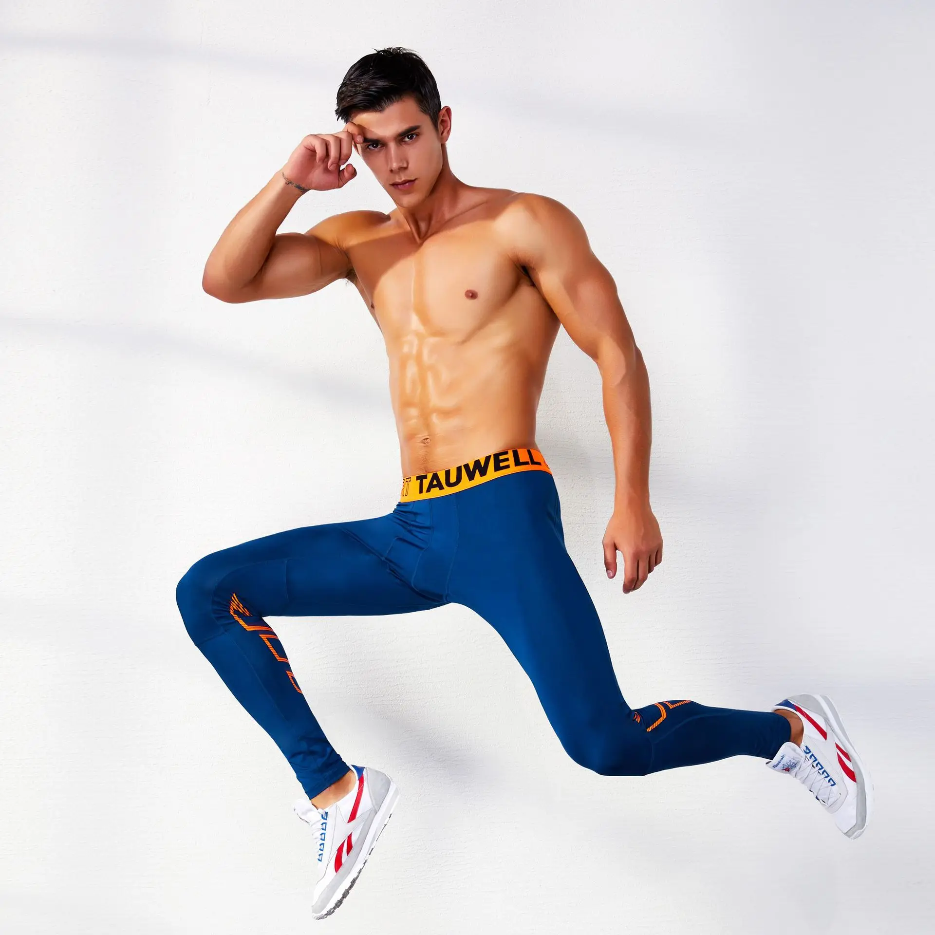 Фото Брюки мужские спортивные с высокой талией штаны для фитнеса и бега тренировочные