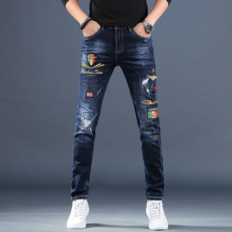 Men's embroidered Denim jeans men's trousers trendy brand Slim casual small feet hole trend pants 2021 summer thin pencil jeans
Men's embroidered Denim jeans men's trousers trendy brand Slim casual small feet hole trend pants 2021 summer thin pencil jeans