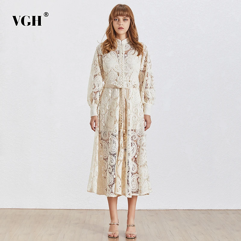 VGH Elegant Hollow Out Women Dress Stand Lantern Sleeve High Waist Bandage With Vest Midi Dresses Female Fashion 2020 Clothing
VGH Elegant Hollow Out Women Dress Stand Lantern Sleeve High Waist Bandage With Vest Midi Dresses Female Fashion 2020 Clothing