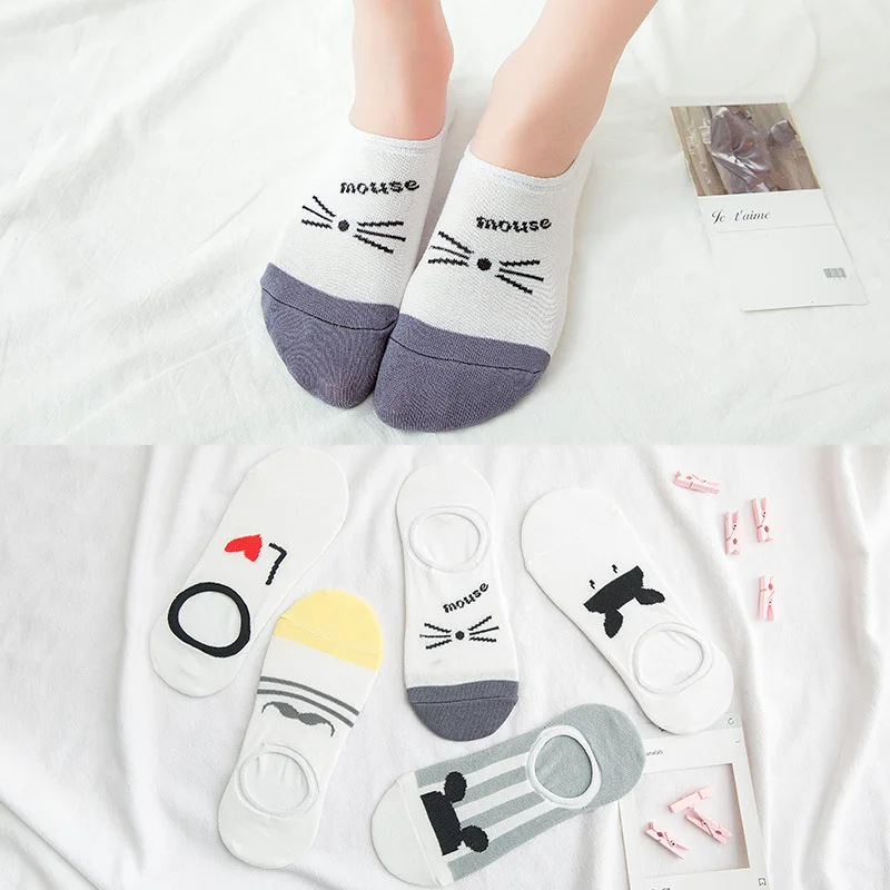 Cartoon pattern print socks mustache mouse loving heart spring summer women cotton sock Invisible non slip casual cute funny
Cartoon pattern print socks mustache mouse loving heart spring summer women cotton sock Invisible non slip casual cute funny