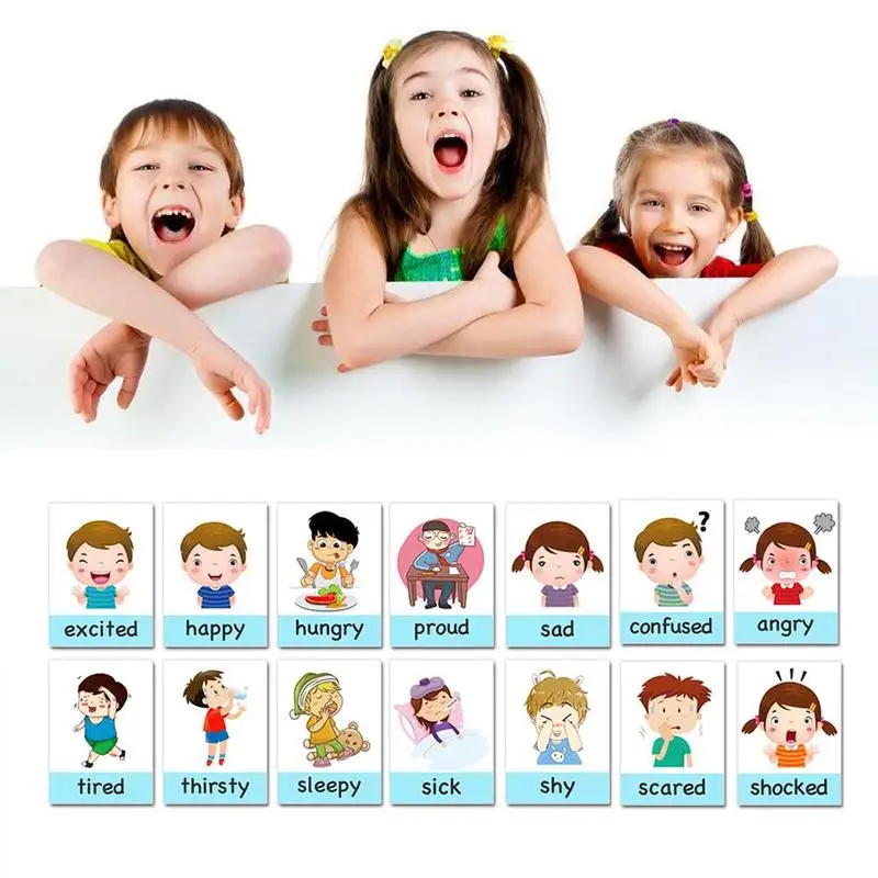 Dorime Flash Card Emoción 14pcs Montessori bebé Inglés de Aprendizaje Tarjetas de la Historieta por un Juguete para niños de Educación Temprana Juego de Memoria para niños 