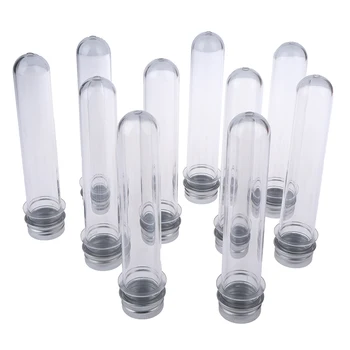 

10pcs/lot 45ML Plastic Test Tube With Cork flat bottom Transparent Lab Empty Scented tea Drink Candy Storage Tubes