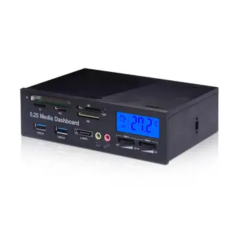Multifuntion 5.25" Media Dashboard Card Reader USB 2.0 USB 3.0 20 pin e-SATA SATA Front Panel Memory Card Reader
Multifuntion 5.25" Media Dashboard Card Reader USB 2.0 USB 3.0 20 pin e-SATA SATA Front Panel Memory Card Reader