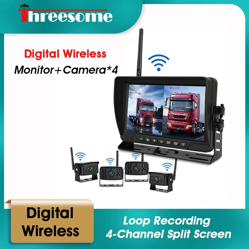 7" Digital Wireless Truck DVR Recorder AHD DVR 720P Rear Camera Loop Recording 4-Channel Split Screen Monitor with U Bracket
7" Digital Wireless Truck DVR Recorder AHD DVR 720P Rear Camera Loop Recording 4-Channel Split Screen Monitor with U Bracket
