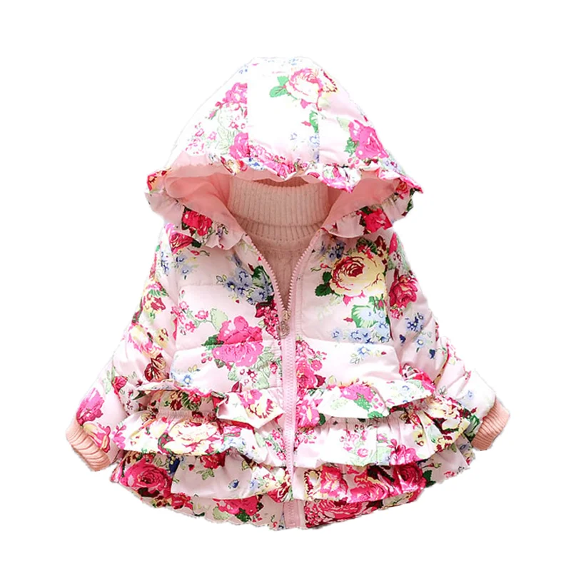 New Children's Baby Coat Print Flower Outerwear & Coats Girls Winter Jackets Casual Children For Kids Clothing | Детская одежда