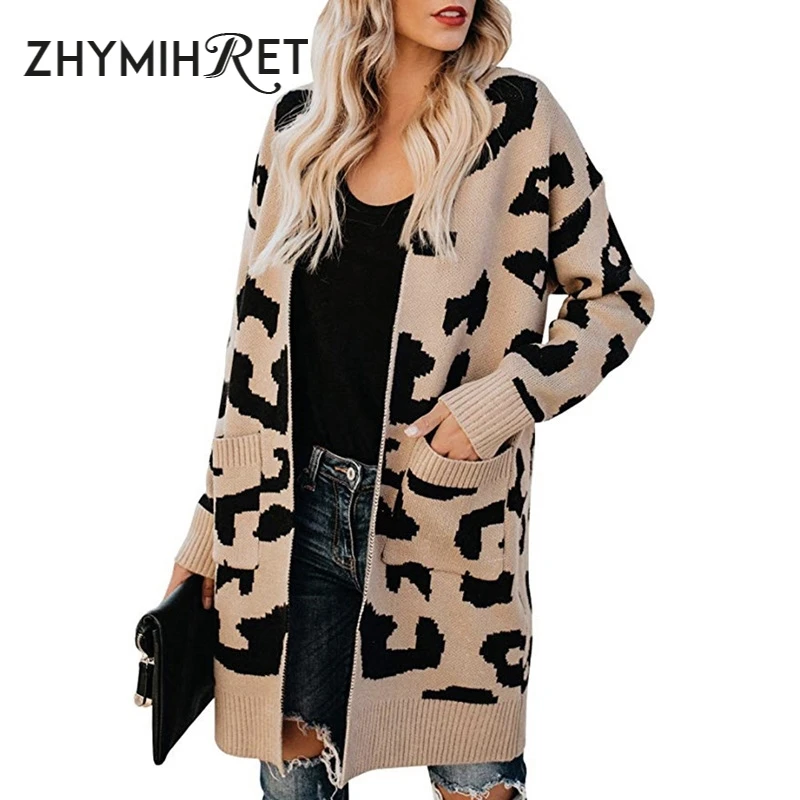 ZHYMIHRET 2019 Autumn Leopard Long Cardigan Pockets Elegant Long Sleeve Knitted Sweater Warm Winter Clothes Women Jumper
ZHYMIHRET 2019 Autumn Leopard Long Cardigan Pockets Elegant Long Sleeve Knitted Sweater Warm Winter Clothes Women Jumper