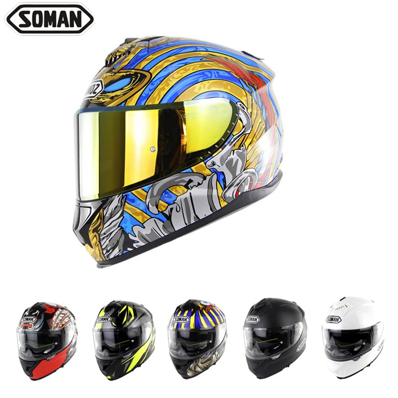 SOMAN ECE Full Face Helmets Motorcycle Python Printed Cool Custom Helmet Double Lens Gold Visor Capacete Bluetooth Casque Moto
SOMAN ECE Full Face Helmets Motorcycle Python Printed Cool Custom Helmet Double Lens Gold Visor Capacete Bluetooth Casque Moto