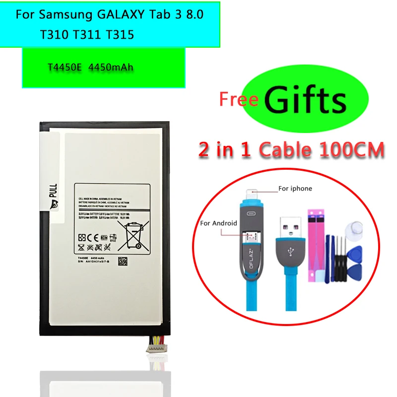 100% High Quality Tablet Battery T4450E For Samsung GALAXY Tab 3 8.0 T310 T311 T315 Genuine Replacement Batterries 4450mAh
100% High Quality Tablet Battery T4450E For Samsung GALAXY Tab 3 8.0 T310 T311 T315 Genuine Replacement Batterries 4450mAh