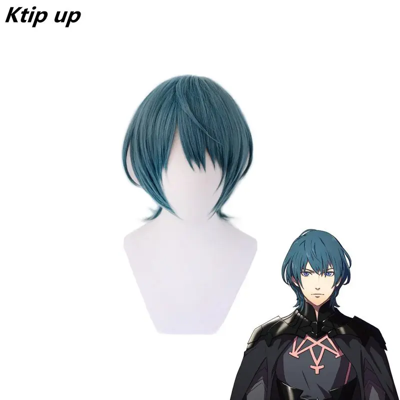

Ktip Up Fire Emblem ThreeHouses Byleth Beleth Blue Short Wig Cosplay Costume Heat Resistant Synthetic Hair Halloween Party Wigs