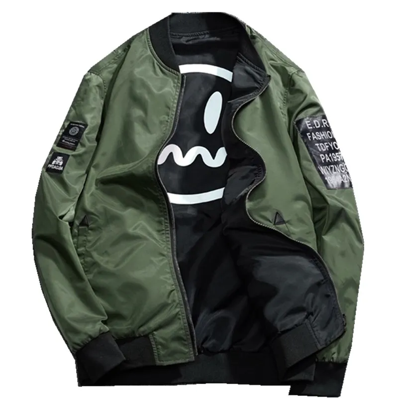 2019Men Bomber Jacket Both Side Wear Casual Windbreaker Man Pilot Jacket with Patches Green Thin Mens Coat Outwear Clothing
2019Men Bomber Jacket Both Side Wear Casual Windbreaker Man Pilot Jacket with Patches Green Thin Mens Coat Outwear Clothing