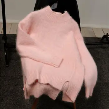 Faux Mink Cashmere Turtleneck Knitted Sweater Winter Long Sleeve Loose Sweater Pullovers Asymmetry Soft Warm Casual Jumper
Faux Mink Cashmere Turtleneck Knitted Sweater Winter Long Sleeve Loose Sweater Pullovers Asymmetry Soft Warm Casual Jumper