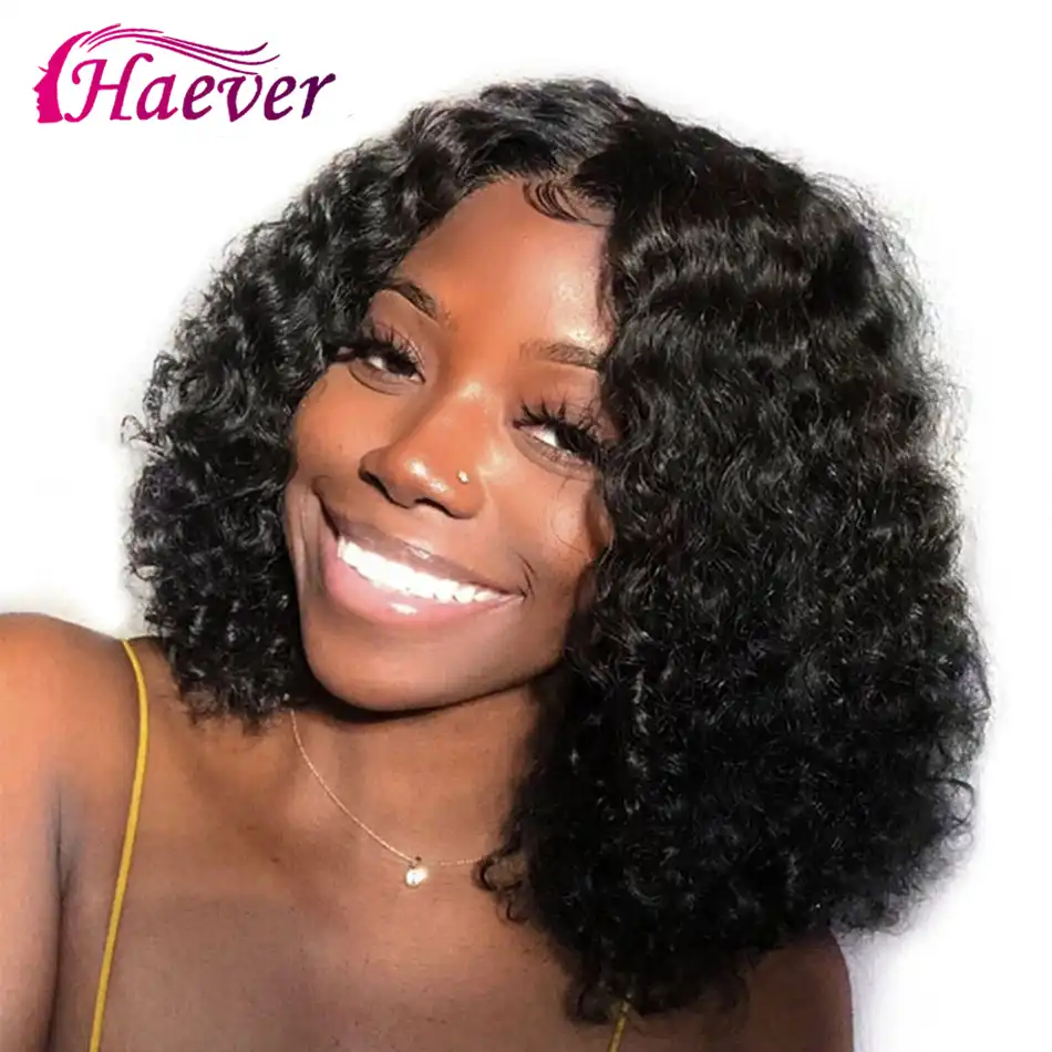 Haever Malaysian 4 4 Kinky Curly Bob Wig 200 Remy Human Hair Lace Closure Wigs Pre Plucked With Baby Short Bob Human Hair Wigs Lace Front Wigs Aliexpress