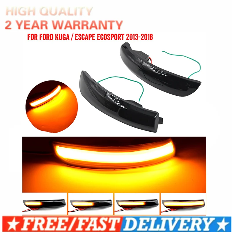 

For Ford Escape Kuga II EcoSport 2013 - 2019 2 Pieces Dynamic Blinker LED Turn Signal Lights Side Mirror indicator