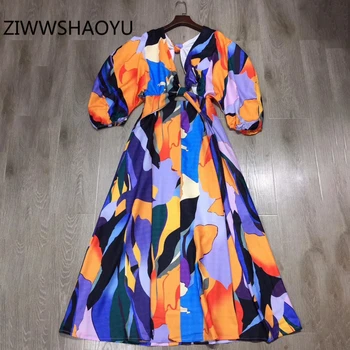 ZIWWSHAOYU Summer Female Sexy Deep V Neck Open Back Midi Dress Runway Designer Women Multicolor Print Bohemian Vacation Dresses
ZIWWSHAOYU Summer Female Sexy Deep V Neck Open Back Midi Dress Runway Designer Women Multicolor Print Bohemian Vacation Dresses