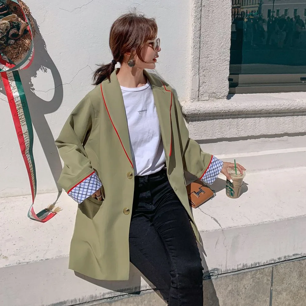 Photo Shoot Main Push Ol Sense of Design Irregular Contrast Color Binding Collar Single Breasted Loose-Fit Mustard Small Suit Co
Photo Shoot Main Push Ol Sense of Design Irregular Contrast Color Binding Collar Single Breasted Loose-Fit Mustard Small Suit Co