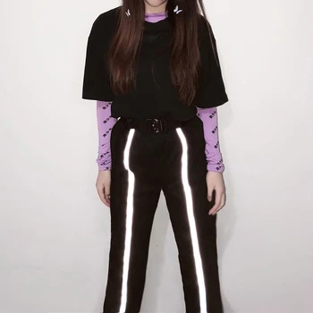 Fashion Women High Waist Reflective Loose Harem Pants Elegant Ladies Stripe pantalon femme Evening Party Club Trouser Streetwear
Fashion Women High Waist Reflective Loose Harem Pants Elegant Ladies Stripe pantalon femme Evening Party Club Trouser Streetwear