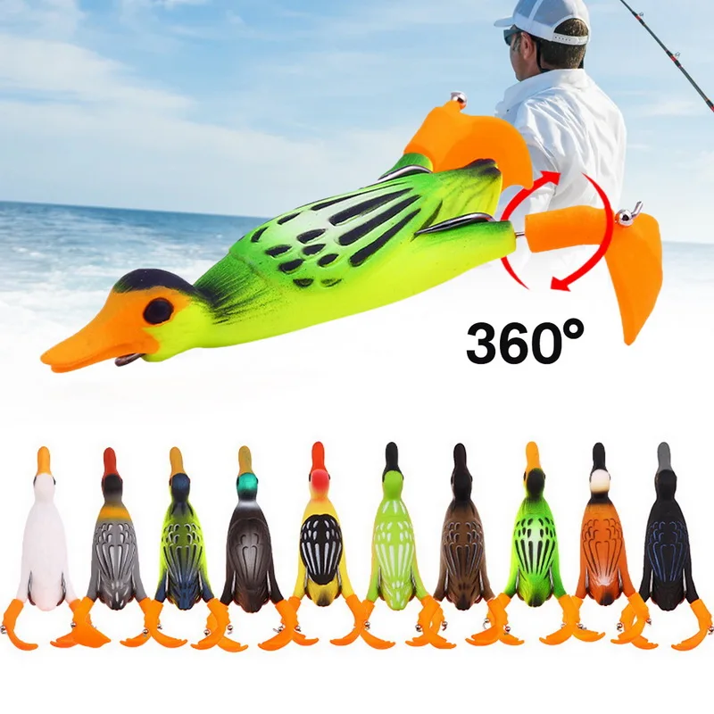 1pc 9.5cm 12g Fishing Lure Frog Propeller Foot Flippers Duck Rotation Tractor Soft Bait Decoys Artificial Lures 10 Colors
1pc 9.5cm 12g Fishing Lure Frog Propeller Foot Flippers Duck Rotation Tractor Soft Bait Decoys Artificial Lures 10 Colors