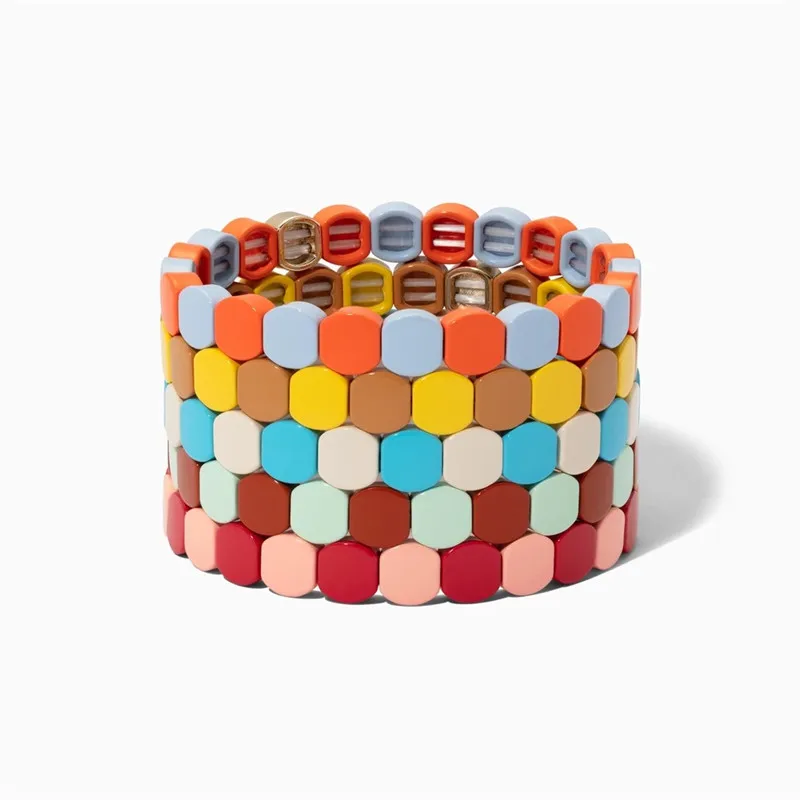 Bohemia Handmade Enamel Tile Bracelet Elastic Colorful Painted Metal Cuff Bracelets Friendship Fashion Street Photography Bangle
Bohemia Handmade Enamel Tile Bracelet Elastic Colorful Painted Metal Cuff Bracelets Friendship Fashion Street Photography Bangle