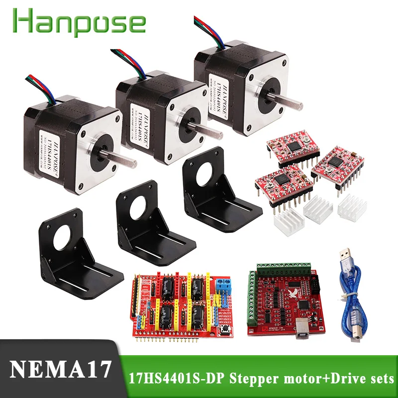 3 Axis Kit CNC 42 Series Motor 4-lead 17HS4401S-DP Straight Out NEMA17 Step Motor Bracket 3 Driver Expansion Boards 3D Printer
3 Axis Kit CNC 42 Series Motor 4-lead 17HS4401S-DP Straight Out NEMA17 Step Motor Bracket 3 Driver Expansion Boards 3D Printer