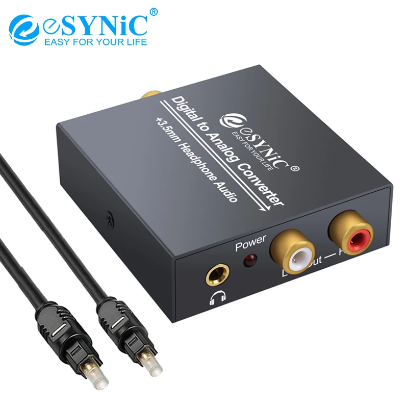 Esynic 3.5mm Digital To Analog Analogue Audio Converter DAC Optical Coaxial Digital Audio To Analog R/L RCA 3.5mm Jack Adapter
Esynic 3.5mm Digital To Analog Analogue Audio Converter DAC Optical Coaxial Digital Audio To Analog R/L RCA 3.5mm Jack Adapter