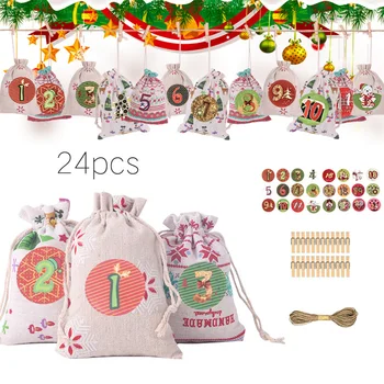24pcs Drawstring Gift Bags Christmas Linen Cotton Candy Bag Draw String Pouch Christmas Santa Claus Gift Bags Home Party Decor
24pcs Drawstring Gift Bags Christmas Linen Cotton Candy Bag Draw String Pouch Christmas Santa Claus Gift Bags Home Party Decor
