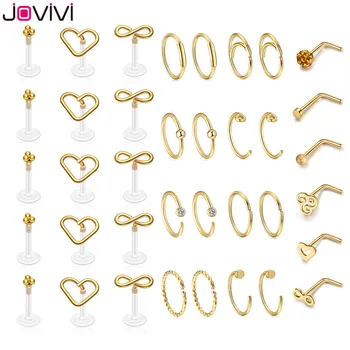 Jovivi 20Ga+16Ga 316 Stainless Steel Body Piercing Jewelry Nose Septum Lip Ring Eyebrow Ring Ear Stud Body Jewelry 37 pcs 
Jovivi 20Ga+16Ga 316 Stainless Steel Body Piercing Jewelry Nose Septum Lip Ring Eyebrow Ring Ear Stud Body Jewelry 37 pcs