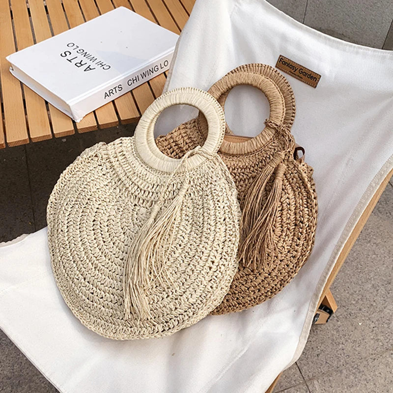 Summer Woven Beach Tote - Handcrafted Straw Shoulder Bag 30 Hceca8603838a4a57a0415a2737f118f1y