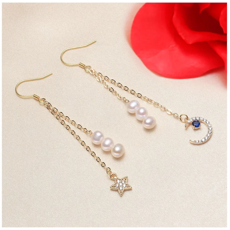 Star Moon Shape Real Freshwater 5-6MM Pearl Earrings Gold Plated Drop Earrings Nice Party Wedding Women Women Gift 10 pairs/lot
Star Moon Shape Real Freshwater 5-6MM Pearl Earrings Gold Plated Drop Earrings Nice Party Wedding Women Women Gift 10 pairs/lot