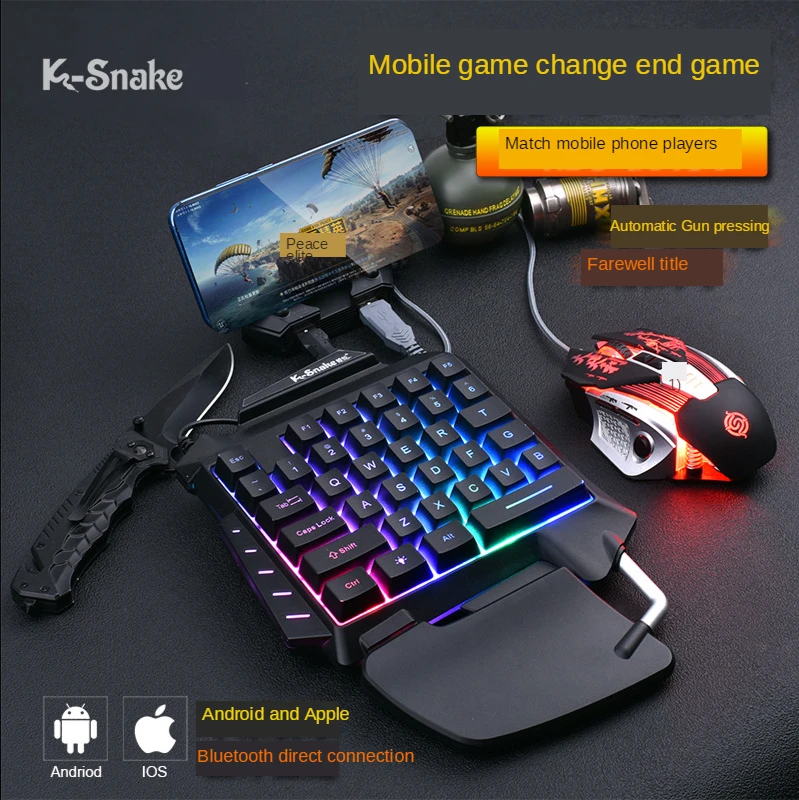 PC Adapter Mobile Phone Gaming Keyboard Three-pieces Set Throne One-Handed Keyboard Shining Gaming Mouse Gamepad Controller Set
PC Adapter Mobile Phone Gaming Keyboard Three-pieces Set Throne One-Handed Keyboard Shining Gaming Mouse Gamepad Controller Set