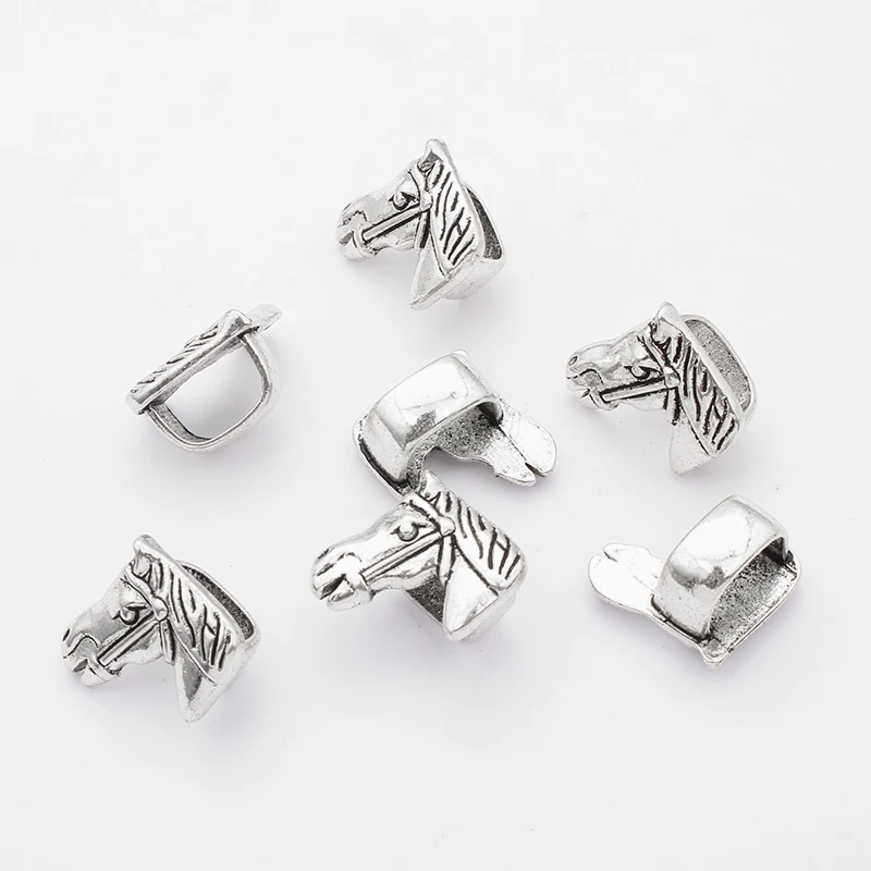 

10pcs/lot Alloy Horse Head Slider Spacer Beads For Licorice Leather Cord Bracelet Jewelry Making DIY Animal Beads