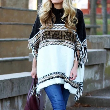 Women's sweater Winter Womens Long Sleeve Stripe Color Block Tassel Sweater Knitted Cloak Tops Blouse Y1.10
Women's sweater Winter Womens Long Sleeve Stripe Color Block Tassel Sweater Knitted Cloak Tops Blouse Y1.10