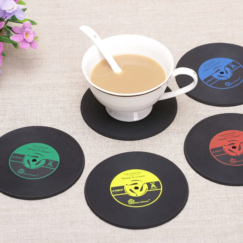 Silicone Cup Mat Coasters Retro Vinyl CD Record Table Drinks Cup Pads Heat Resistant Tableware Placemat 4Pcs/set
Silicone Cup Mat Coasters Retro Vinyl CD Record Table Drinks Cup Pads Heat Resistant Tableware Placemat 4Pcs/set