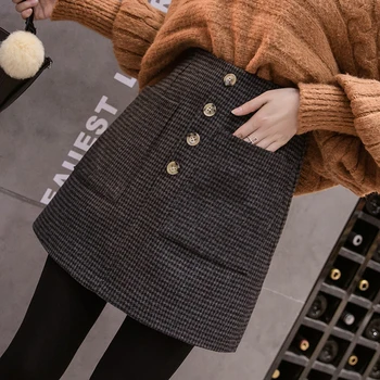 New Women High Waist Mini Woolen Skirt Autumn Winter Fashion Single Breasted Pockets Short Skirts Woman Casual Wool Skirt
New Women High Waist Mini Woolen Skirt Autumn Winter Fashion Single Breasted Pockets Short Skirts Woman Casual Wool Skirt