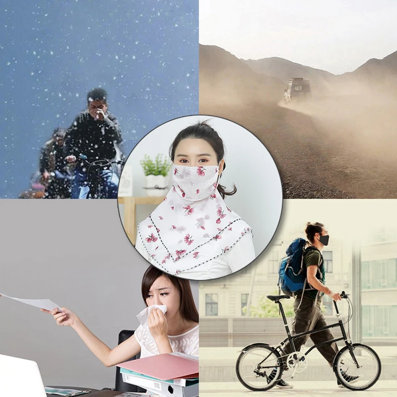 Hot Sunblock triangular-Shaped scarf over neck scarf for women summer ear-hanging scarf thin veil over face scarf