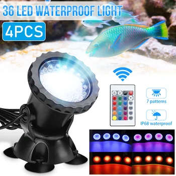 4PCS 10W RGB Led Underwater Light Waterproof IP68 Fountain Pool Ponds Aquarium Tank Lamp 36 LEDS Remote controller Spot Lights
4PCS 10W RGB Led Underwater Light Waterproof IP68 Fountain Pool Ponds Aquarium Tank Lamp 36 LEDS Remote controller Spot Lights