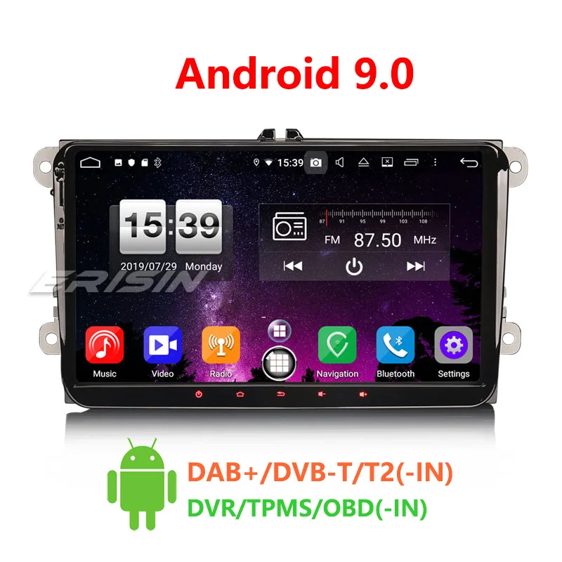 Erisin ES7791V 9" Android 9.0 Octa Core 4GB RAM Car DVD Radio BT for Golf Passat Tiguan Polo Eos Seat Skoda
Erisin ES7791V 9" Android 9.0 Octa Core 4GB RAM Car DVD Radio BT for Golf Passat Tiguan Polo Eos Seat Skoda