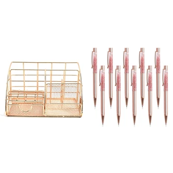 Ballpoint Pen Rose Gold Metal Refill Shine Dynamic Liquid Sand Pen Black Ink & Golden Desk Organizer for Women
Ballpoint Pen Rose Gold Metal Refill Shine Dynamic Liquid Sand Pen Black Ink & Golden Desk Organizer for Women
