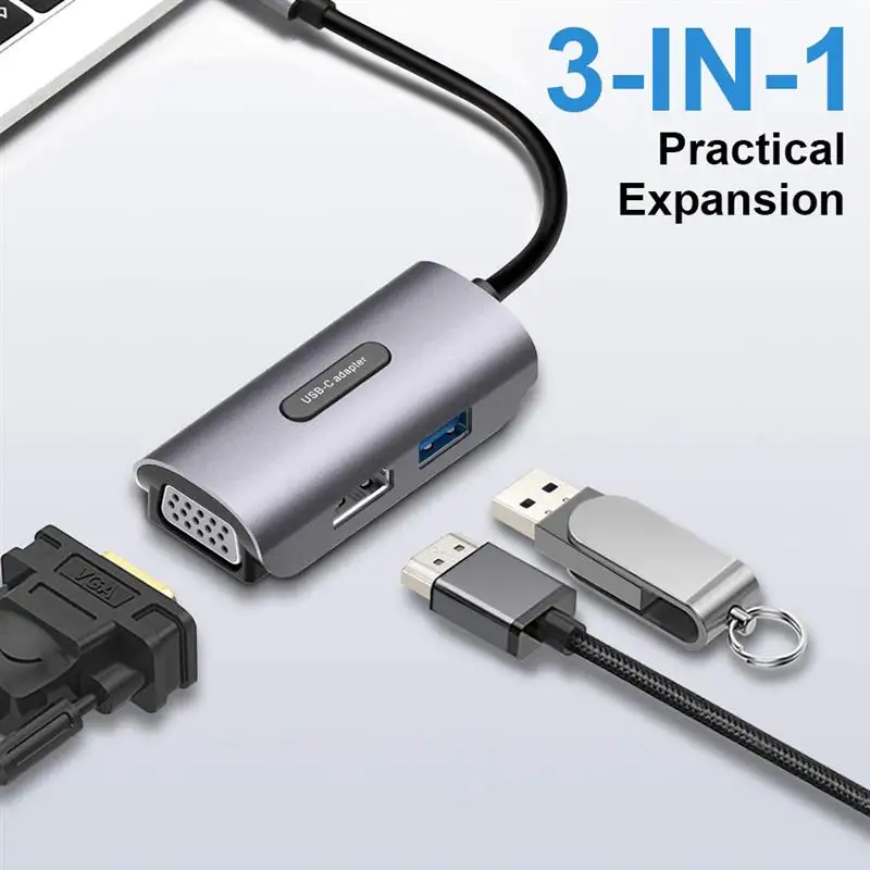 TYPE-C to HDMI+VGA+USB3.0 Conversion Cable 3 in 1 HDMI High-definition Cable VGA Projector Cable
TYPE-C to HDMI+VGA+USB3.0 Conversion Cable 3 in 1 HDMI High-definition Cable VGA Projector Cable