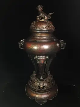 Home Decor 25" Tibet Buddhism Temple Old Bronze Cinnabars Lion statue Three-legged incense burner Removable
Home Decor 25" Tibet Buddhism Temple Old Bronze Cinnabars Lion statue Three-legged incense burner Removable