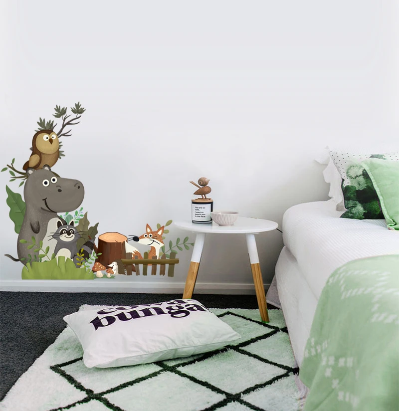 Waliicorners Green Forest Nursery Cartoons Wall Stickers For Kids Rooms Home Decoration Baby Room Door Sticker 7 Hced8e3fb332e43e19c8ca812527cb9644