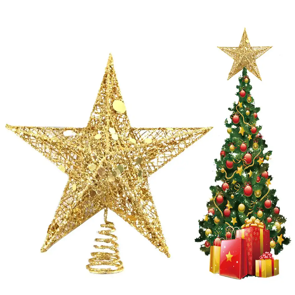 decoration glittered tree-top star for christmas tree ornament