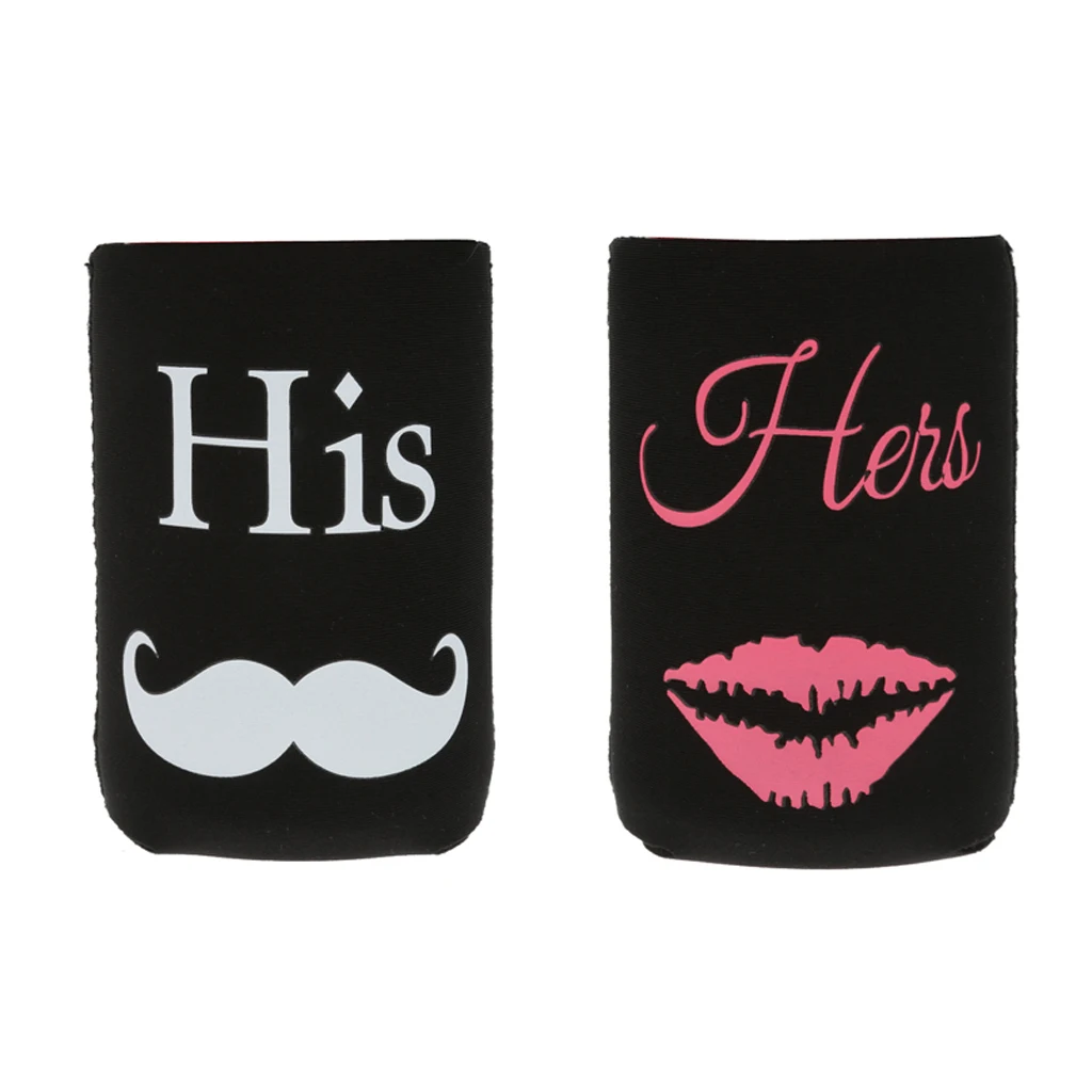 2Pcs Beer Soda Can Sleeves Holder His & Her Wedding Party Favor Decor Gift 2Pcs Beer Soda Can Sleeves Holder His & Her Wedding Party Favor Decor Gift