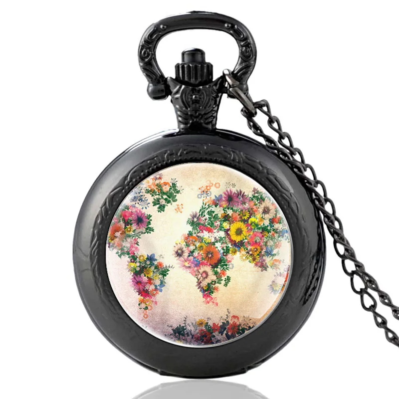 Colorful Flower World Map Vintage Quartz Pocket Watch Charm Men Women Glass Dome Pendant Necklace Hours Clock Gifts
Colorful Flower World Map Vintage Quartz Pocket Watch Charm Men Women Glass Dome Pendant Necklace Hours Clock Gifts