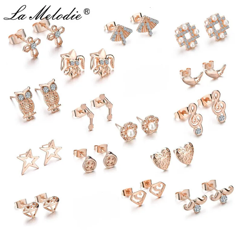 New 17 Style Geometric Rose Gold Color Stud Earring For Women Crosses Owl Five-Star Heart Moustache Mickey Animal Stud Earrings
New 17 Style Geometric Rose Gold Color Stud Earring For Women Crosses Owl Five-Star Heart Moustache Mickey Animal Stud Earrings